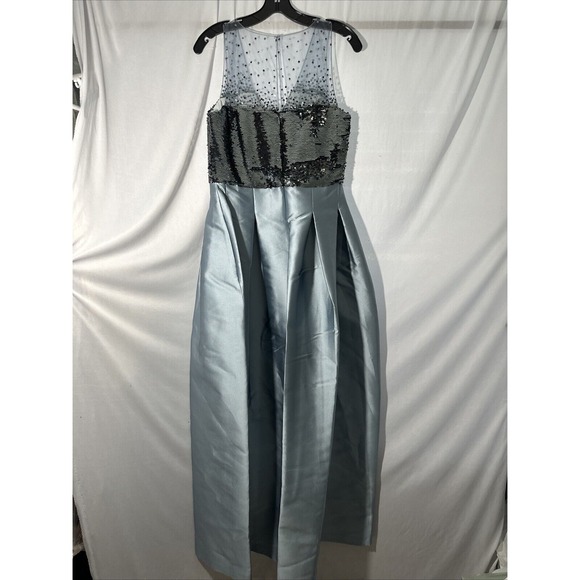 NWT‎ $995 SACHIN & BABI [ 8 ] A Line Sequin Erica Ball Gown Silver Ash Blue - Picture 11 of 13